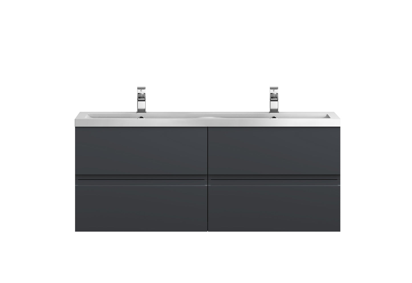 Hudson Reed Urban 1200mm 4 Drawer Wall Hung Vanity Unit With Double Ceramic Basin