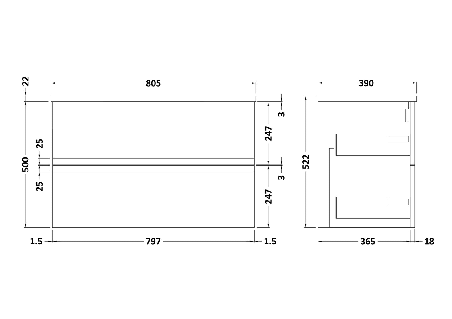 Hudson Reed Urban 800mm Satin Blue Wall Hung Vanity Unit Soft Close Drawers, Laminate Worktop