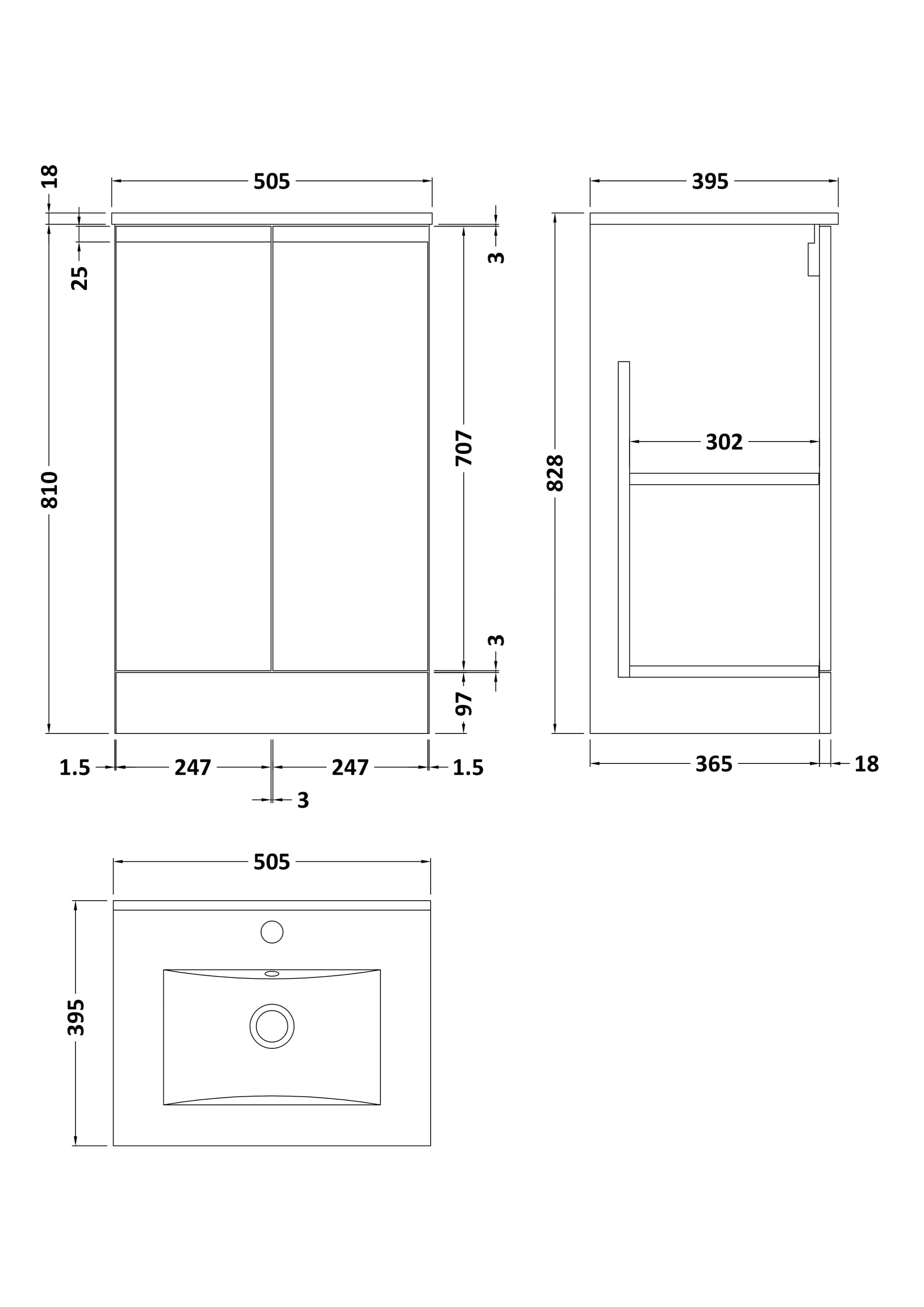 Hudson Reed Urban 500mm Satin Blue Floor Standing 2 Door Vanity Unit With Basin