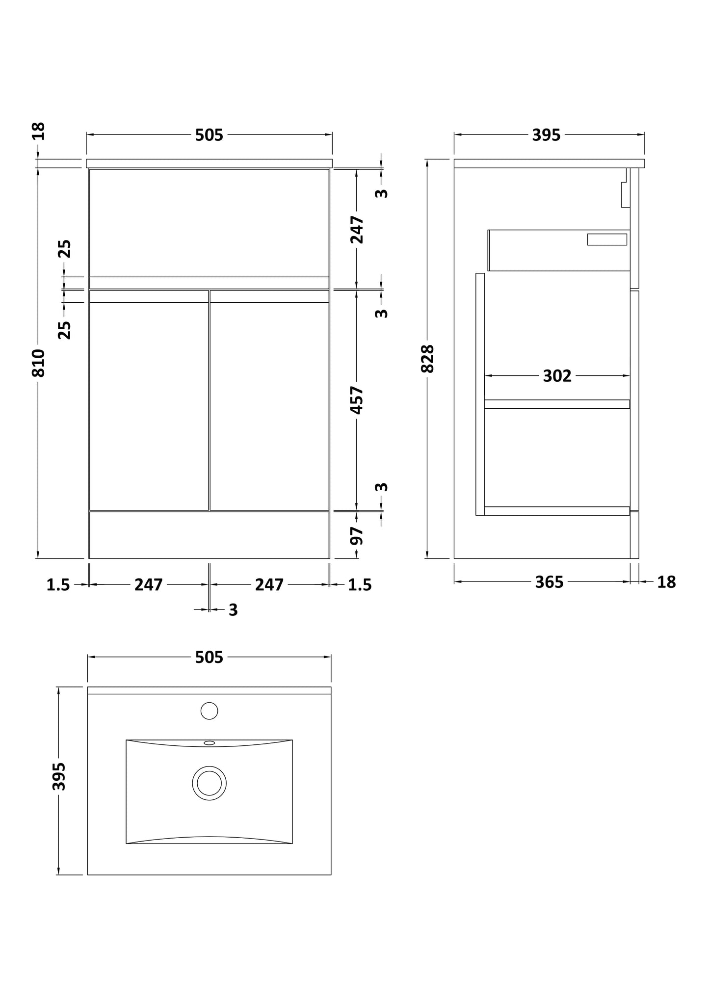 Hudson Reed Urban 500mm Floor Standing Vanity Unit With 1 Tap Hole Basin