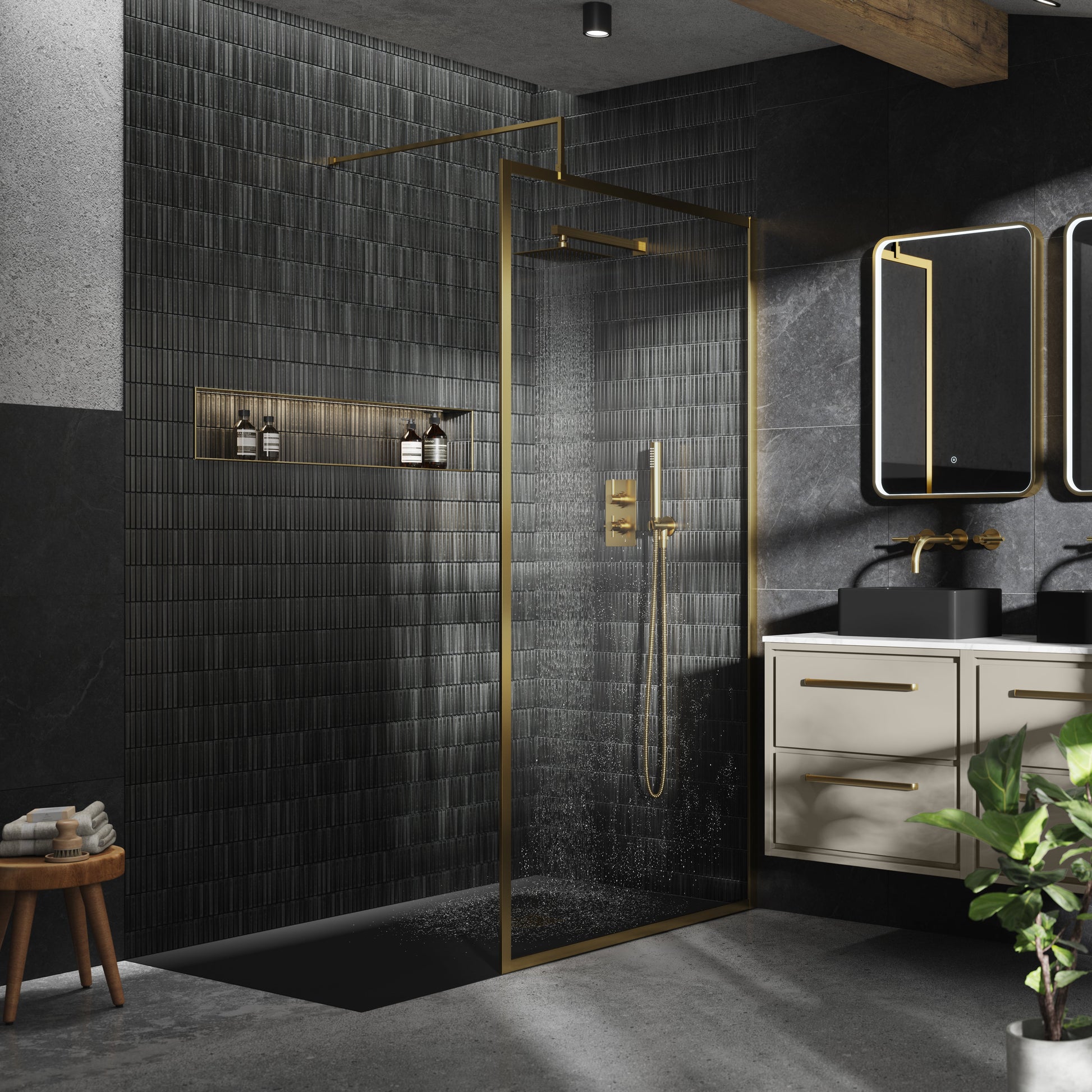 Full Outer Frame Wetroom Screens Full Outer Frame Wetroom 8mm Toughened Safety Glass Screen & Support Bar 1950mm x 800mm x 8mm