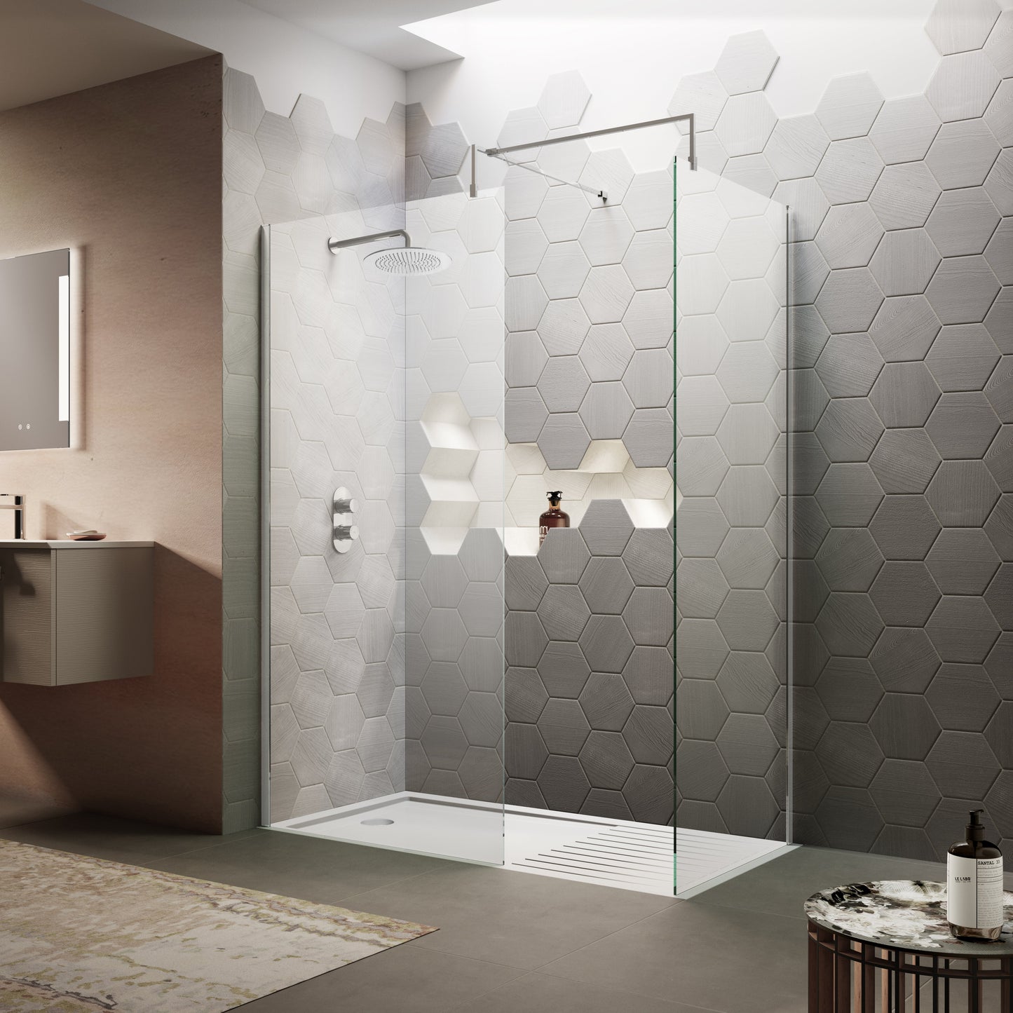 1200mm Wetroom Screen & Support Bar